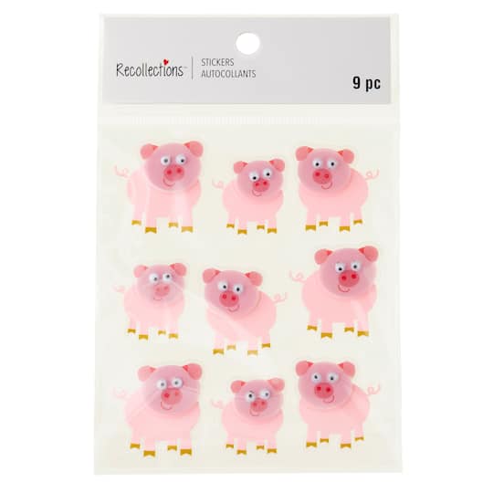 12 Packs: 9 ct. (108 total) Dimensional Pig Stickers by Recollections™ Signature™